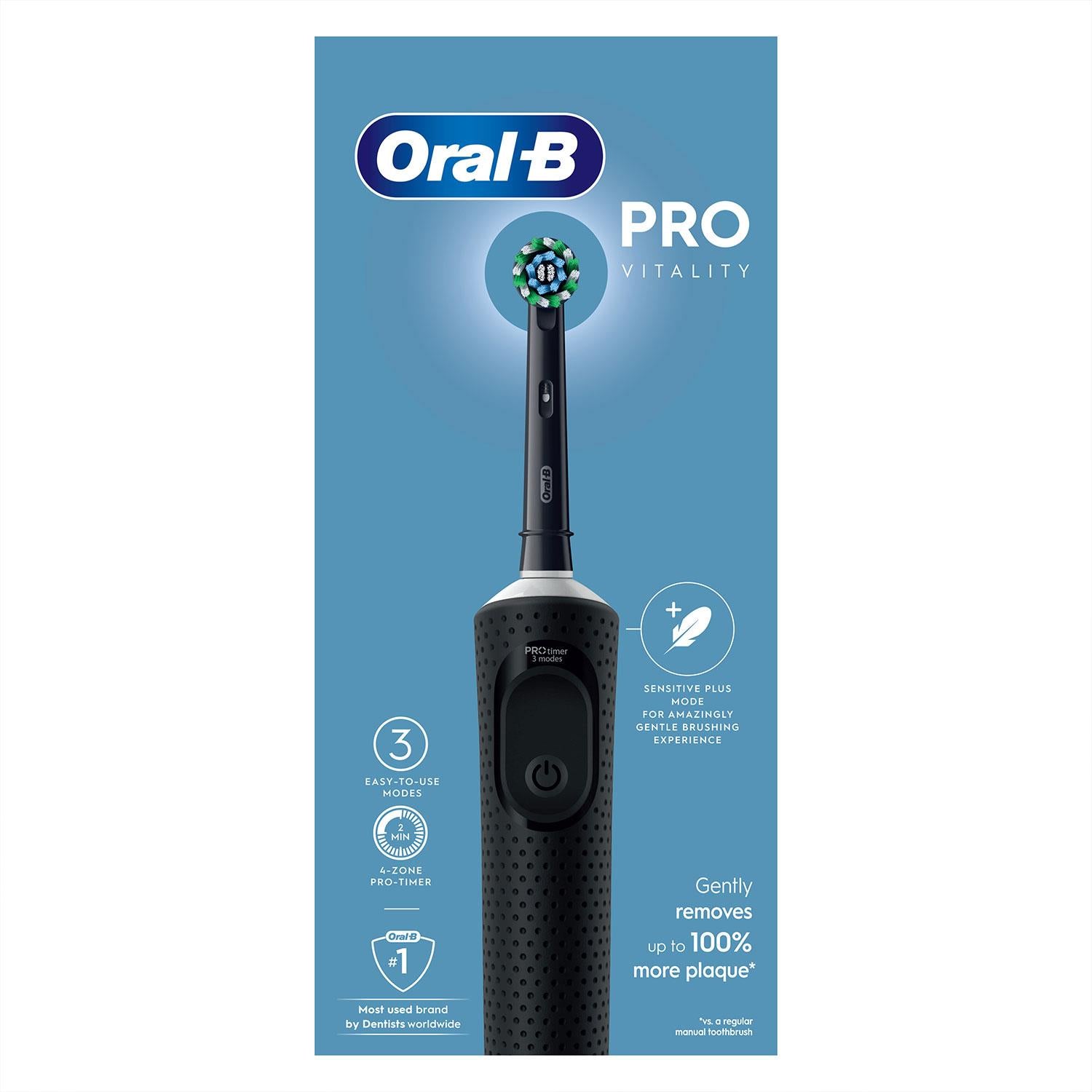 Vitality Pro Rechargeable Electric Toothbrush With 1 Brush Head, Black