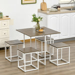 5pc Dining Table Set, Metal Frame, Square Table
