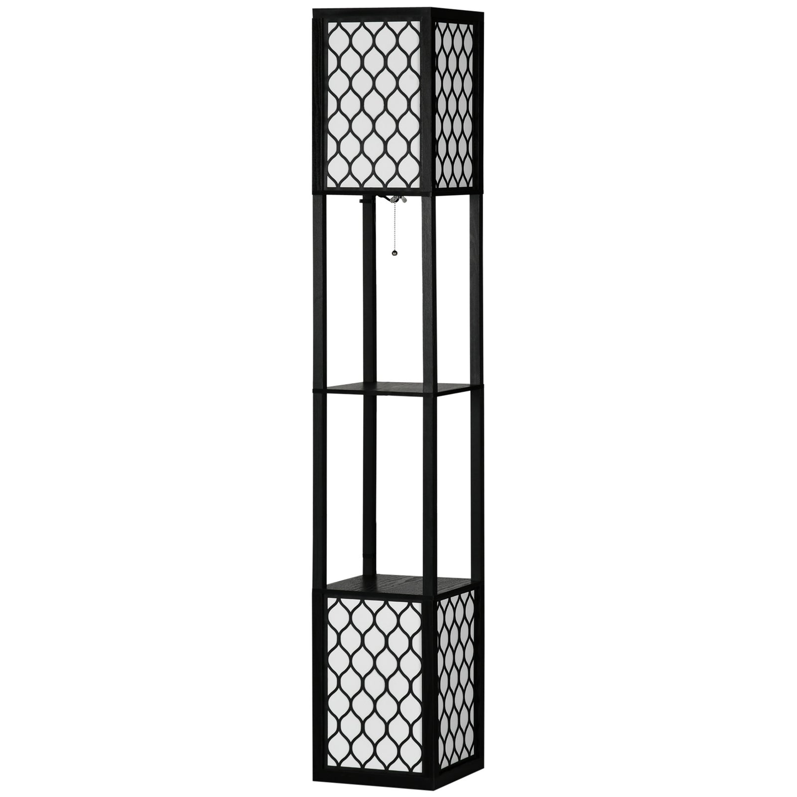 2-light Modern Floor Lamp With Shelves Living Room Bedroom | One Size | Black