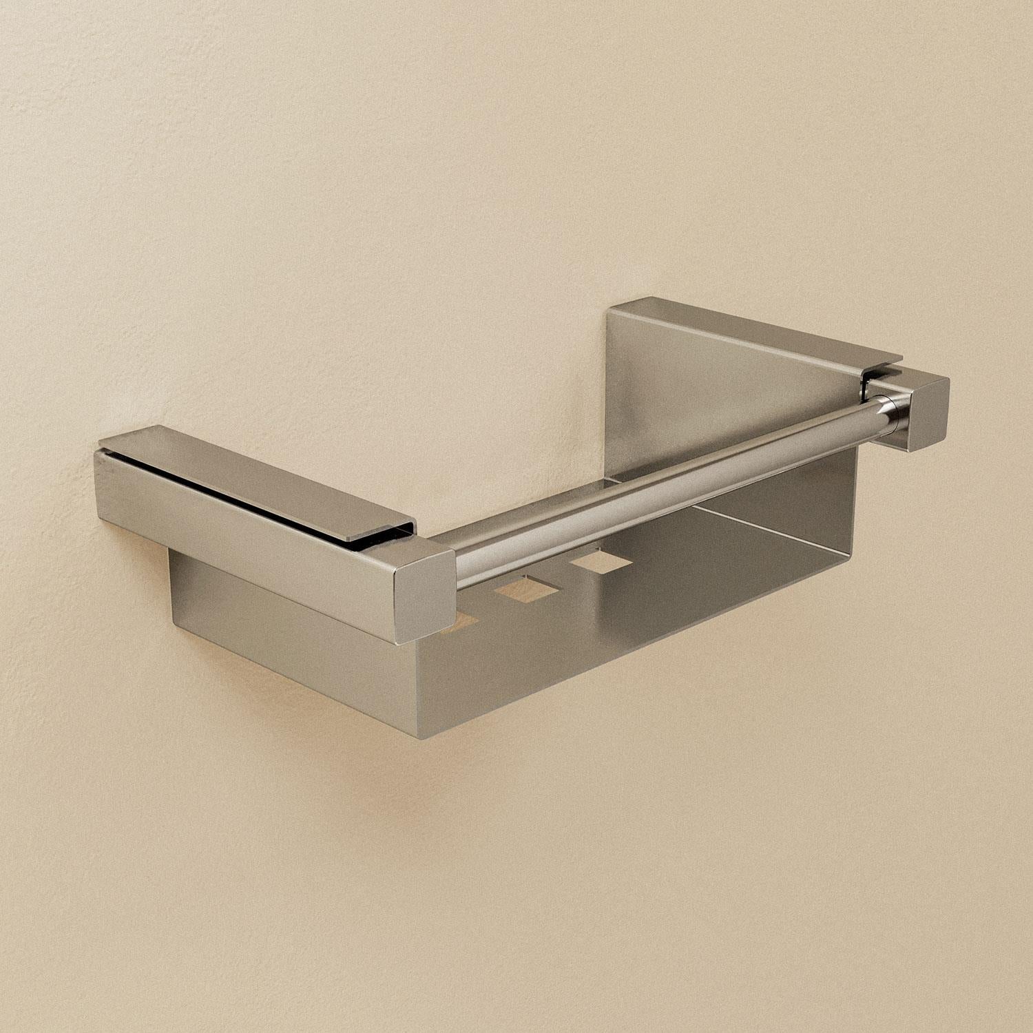 Bathroom Shelf Rectangular, 22 Cm, Silver Gloss, Metal, Metric Collection
