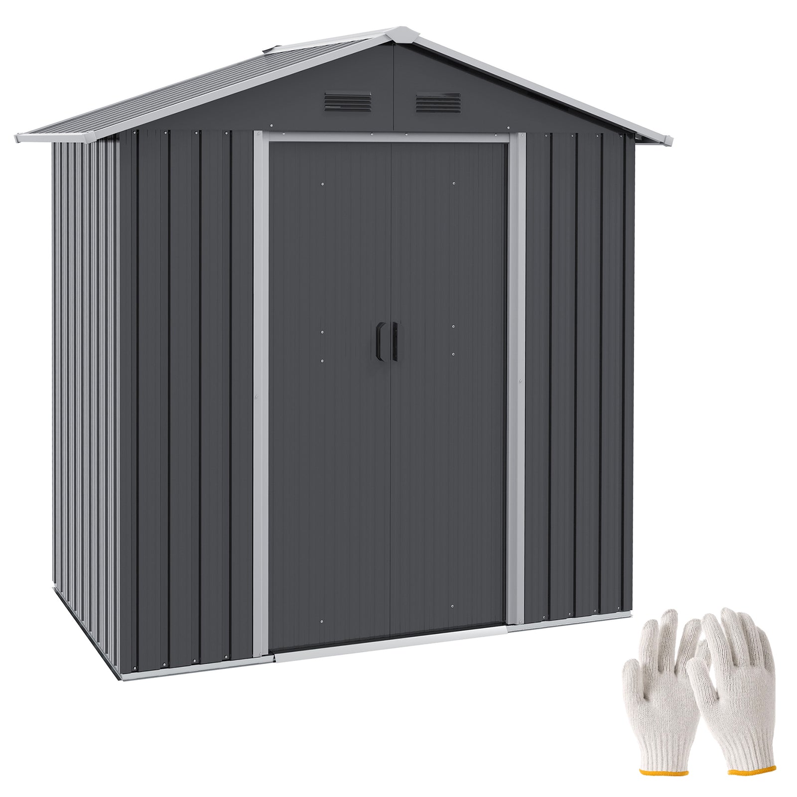 6.5ft X 3.5ft Garden Shed, Metal Shed Garden Outdoor Storage | Dark Gray
