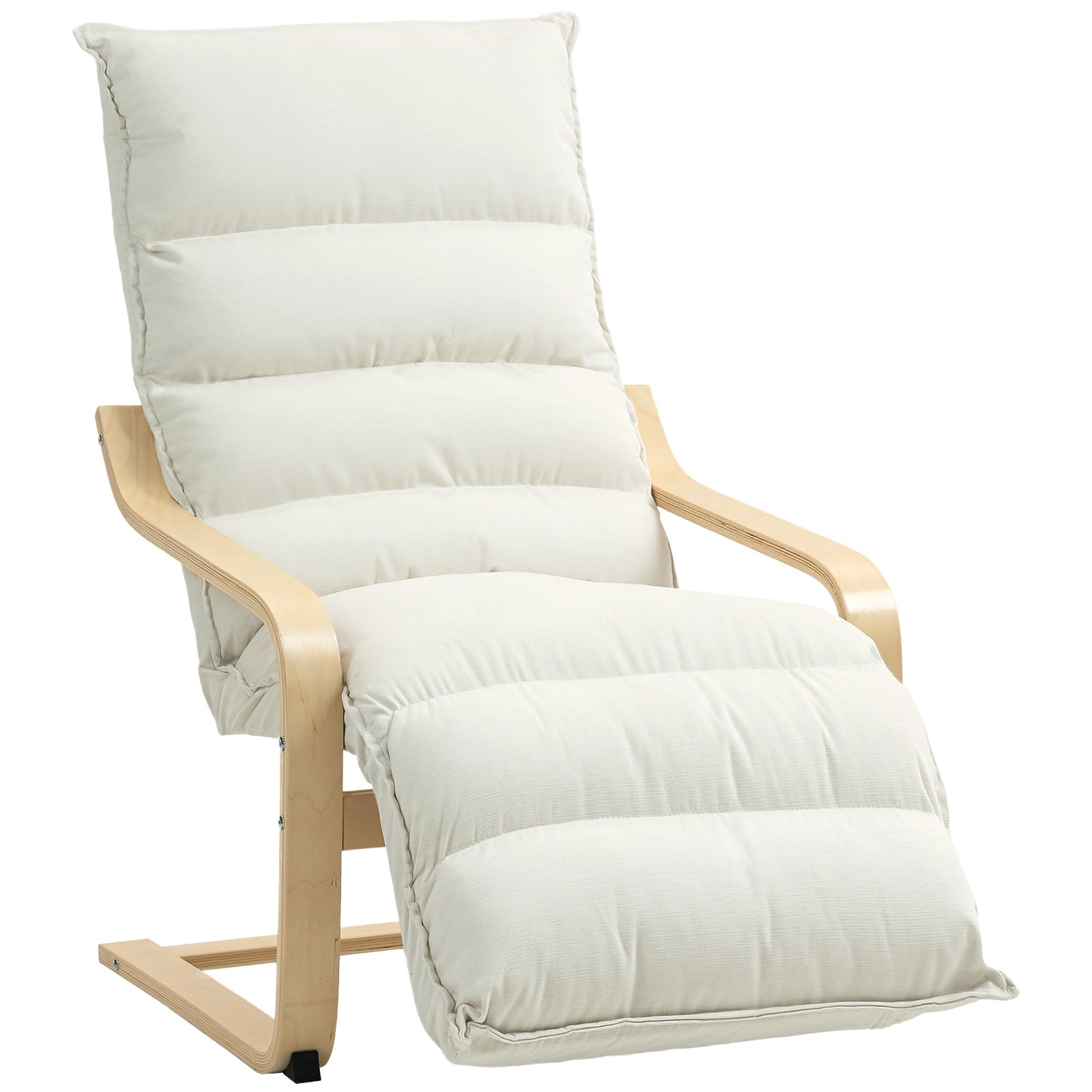 Birch Wood Lounge Chair For Living Room, Bedroom | One Size | Cream