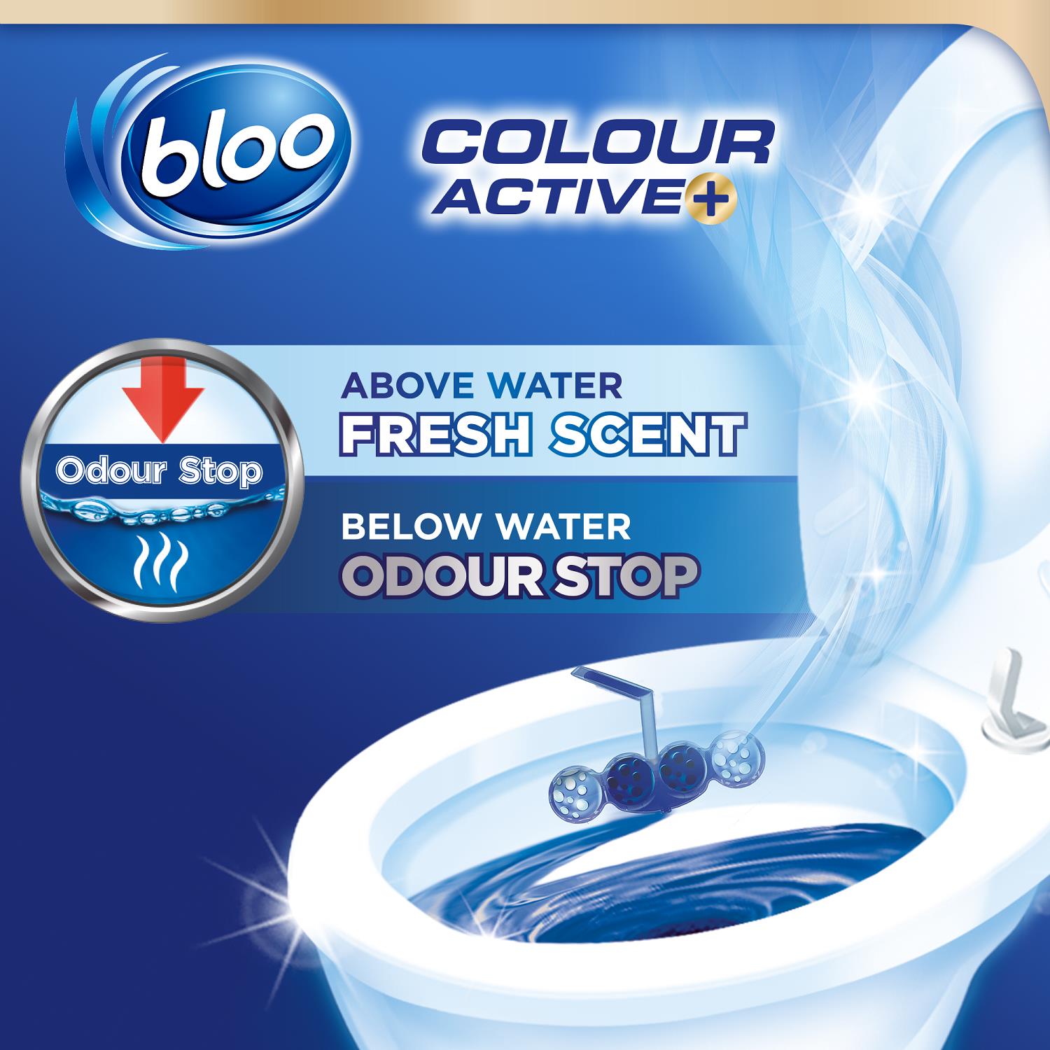 Colour Active Anti-limescale Odour Stop Bleach Toilet Rim Block 50g, 3pk