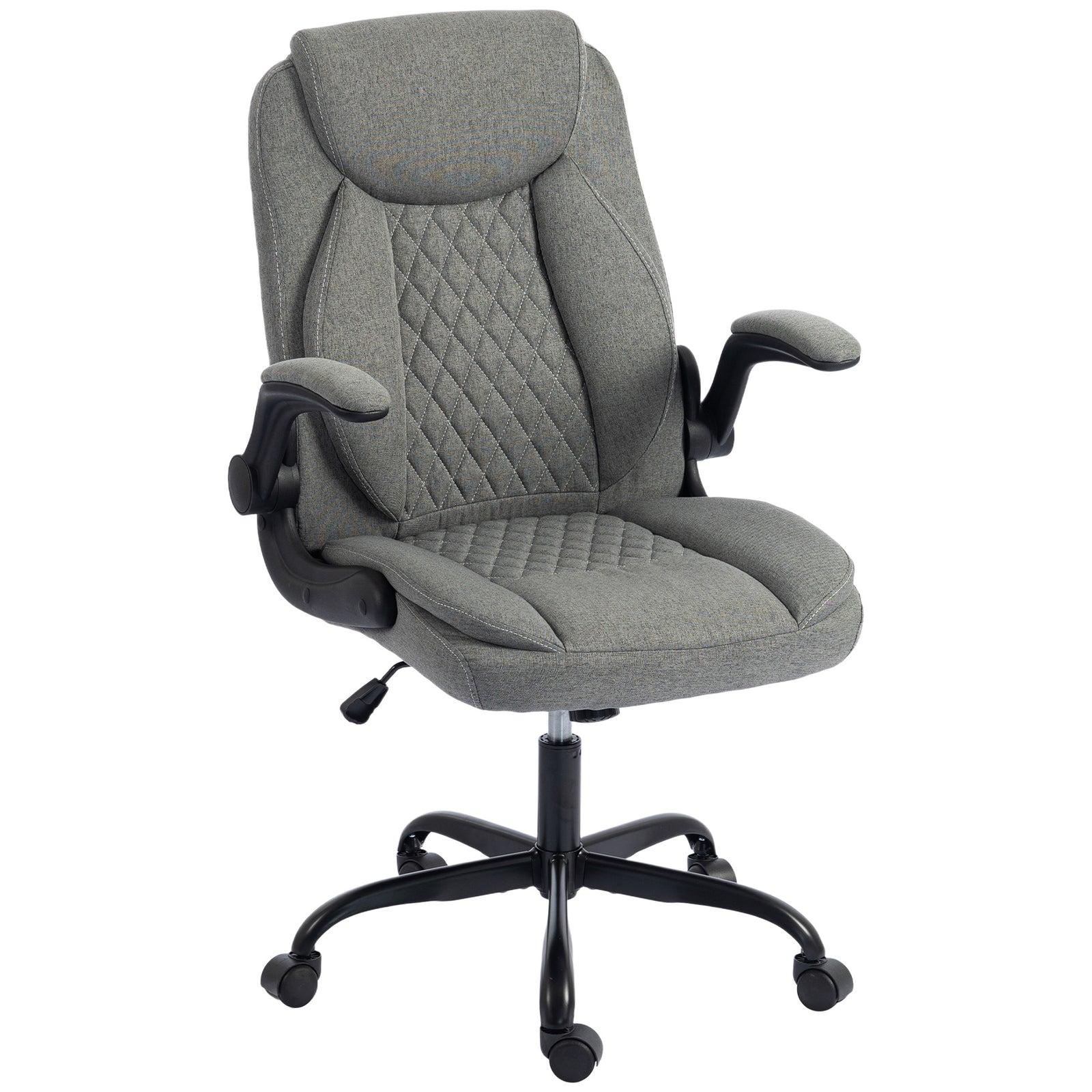 Linen-look Computer Desk Chair With Thick Cushion | Grey