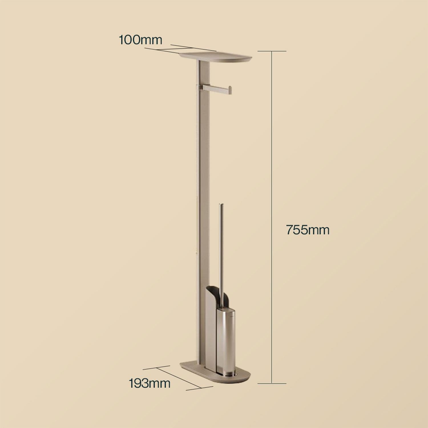 Silicone Toilet Brush With Toilet Roll Holder, Flat Collection | Chrome