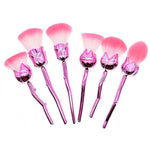 Aquarius 6pcs Rose Makeup Brush Set Pink Flower Sculpted Handle Cosmetic Tool Kit