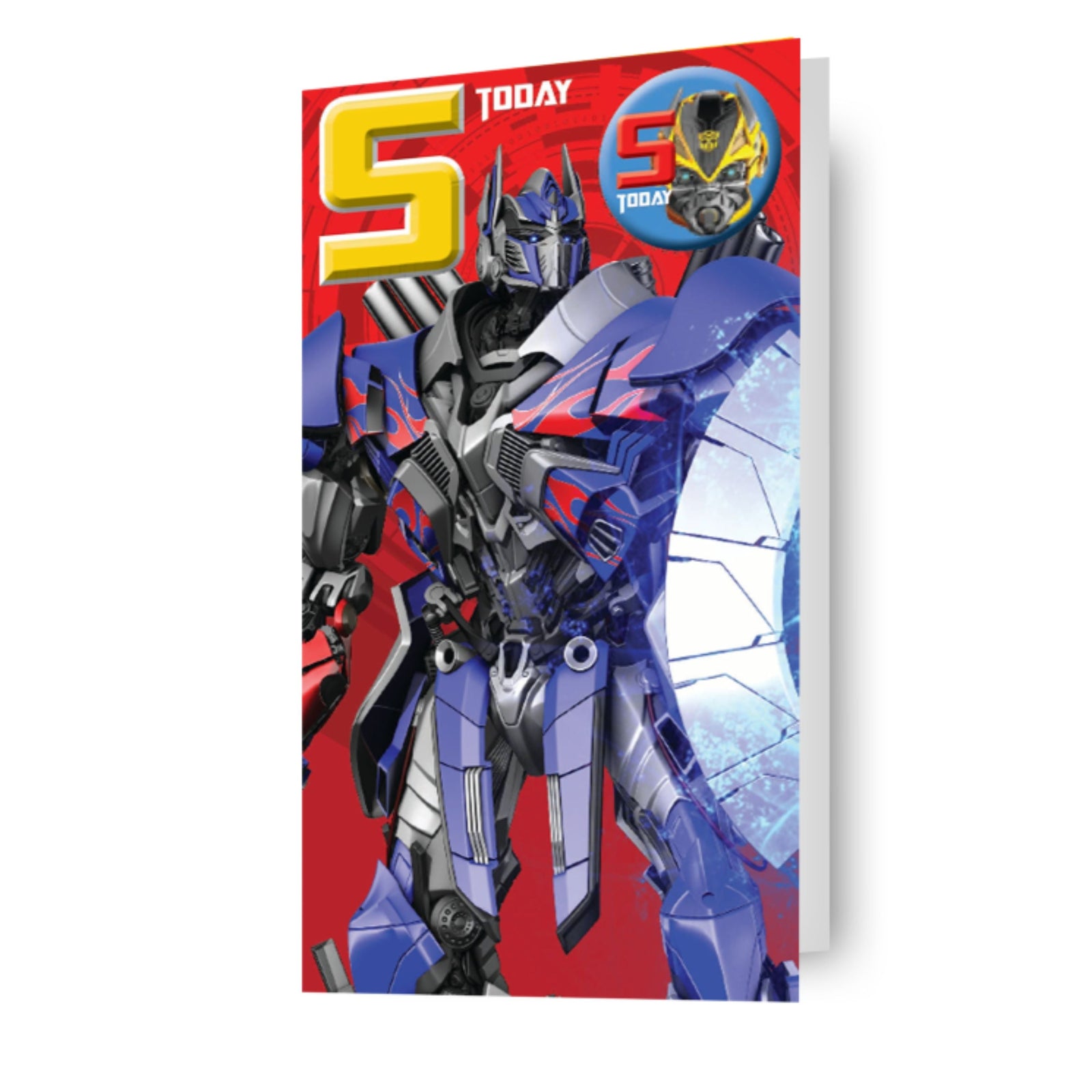 Transformers Age 5 Birthday Card With Badge Official Product