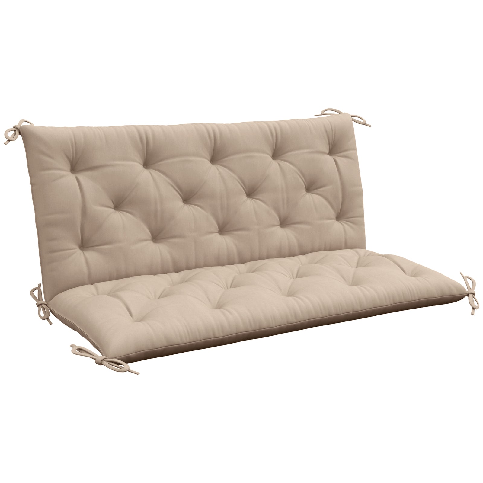 Garden Bench Cushion, Seat Pad With Ties | Brown