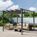 3 x 3M Aluminium Retractable Pergola with PA-Coated Canopy, Outdoor Garden & Patio Sun Shelter