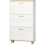 12 Pair Slim Shoe Storage Cabinet W/ 3 Flip Drawers | One Size | Cream