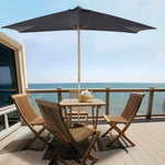 Wooden Garden Parasol Sun Shade Outdoor Umbrella Canopy | Dark Gray