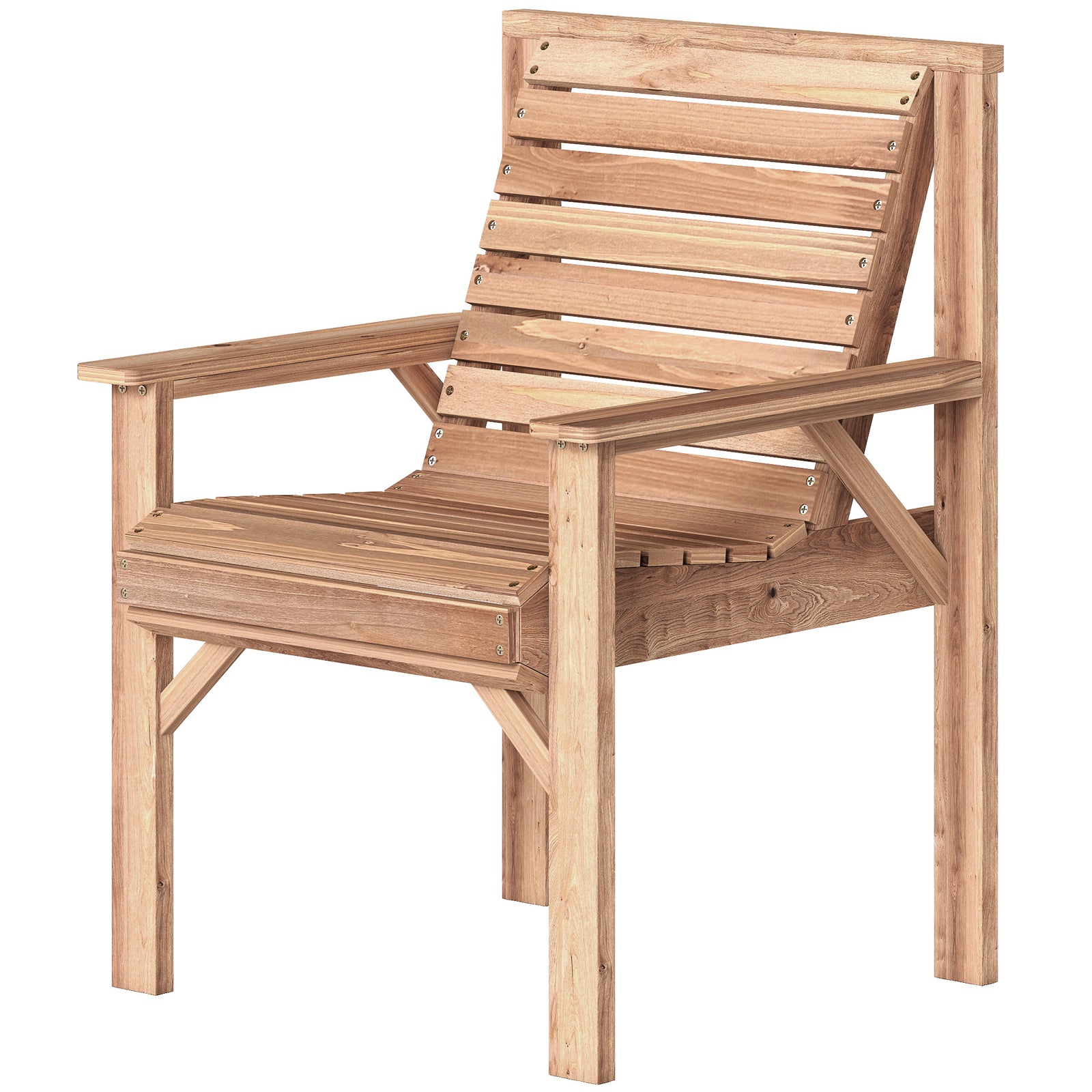 Wood Garden Chair Outdoor Dining Chair With Curved Seat | Natural