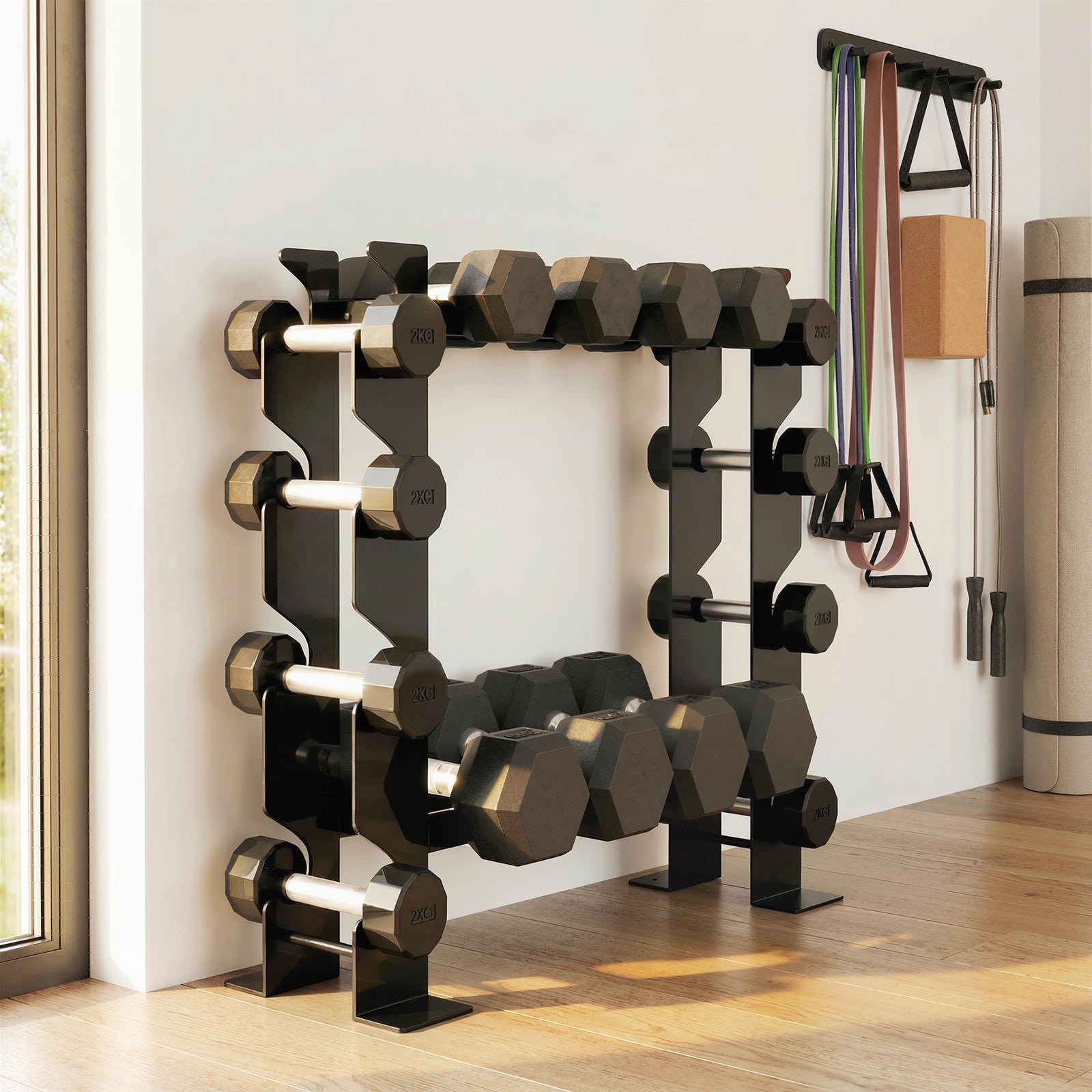 SPORTNOW 4-tier Dumbbell Rack, Heavy-duty Weight Rack For Dumbbells, Black