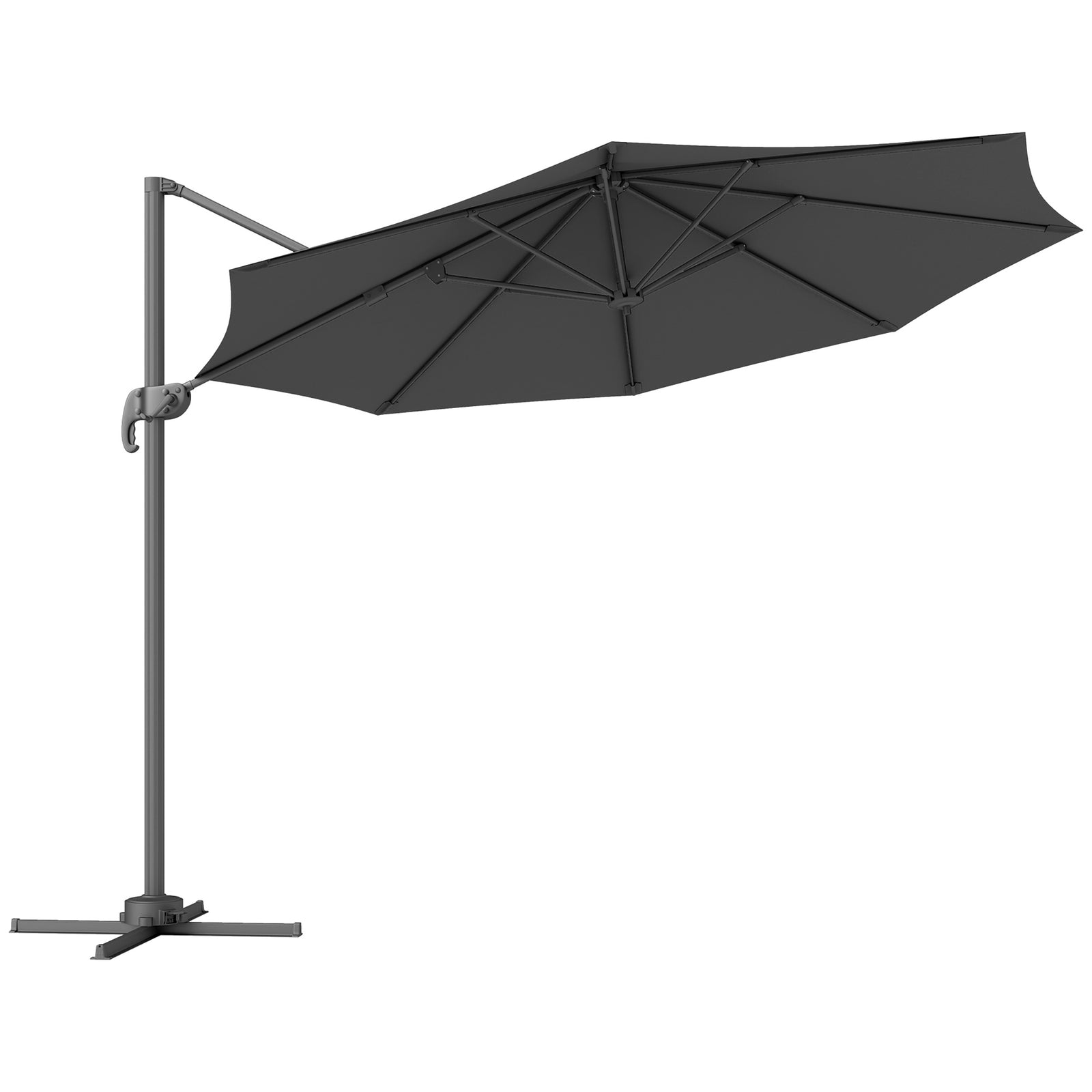 3x3m Cantilever Parasol W/ 360° Crank Handle Tilt | Black