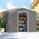 8 X 6ft Garden Storage Shed With Double Door | Light Grey