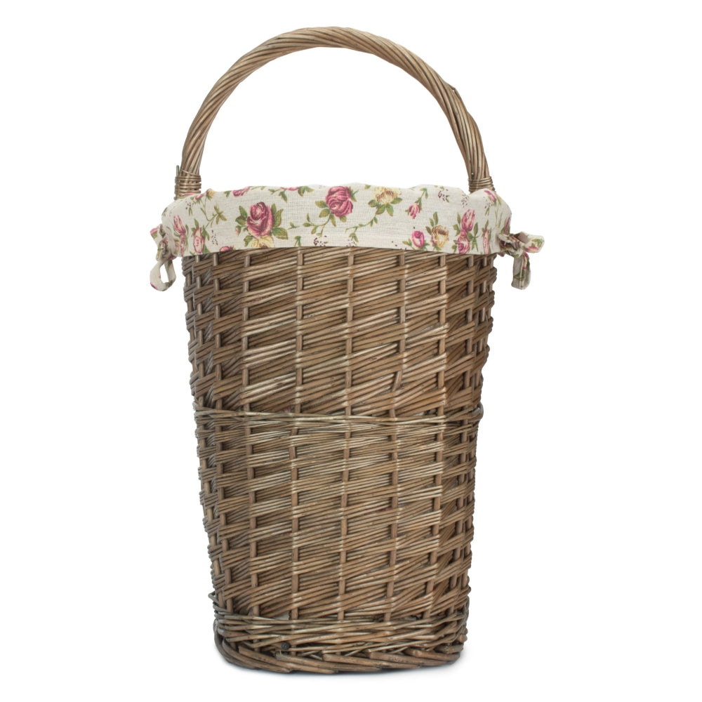 Wicker Antique Wash Finished Stair Basket | Pink