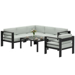 Outsunny Garden Corner Sofa Set, Garden Furniture Set With Coffee Table