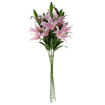Pack Of 6 X 100cm Large Pink Lily Stem - 18 Flowers
