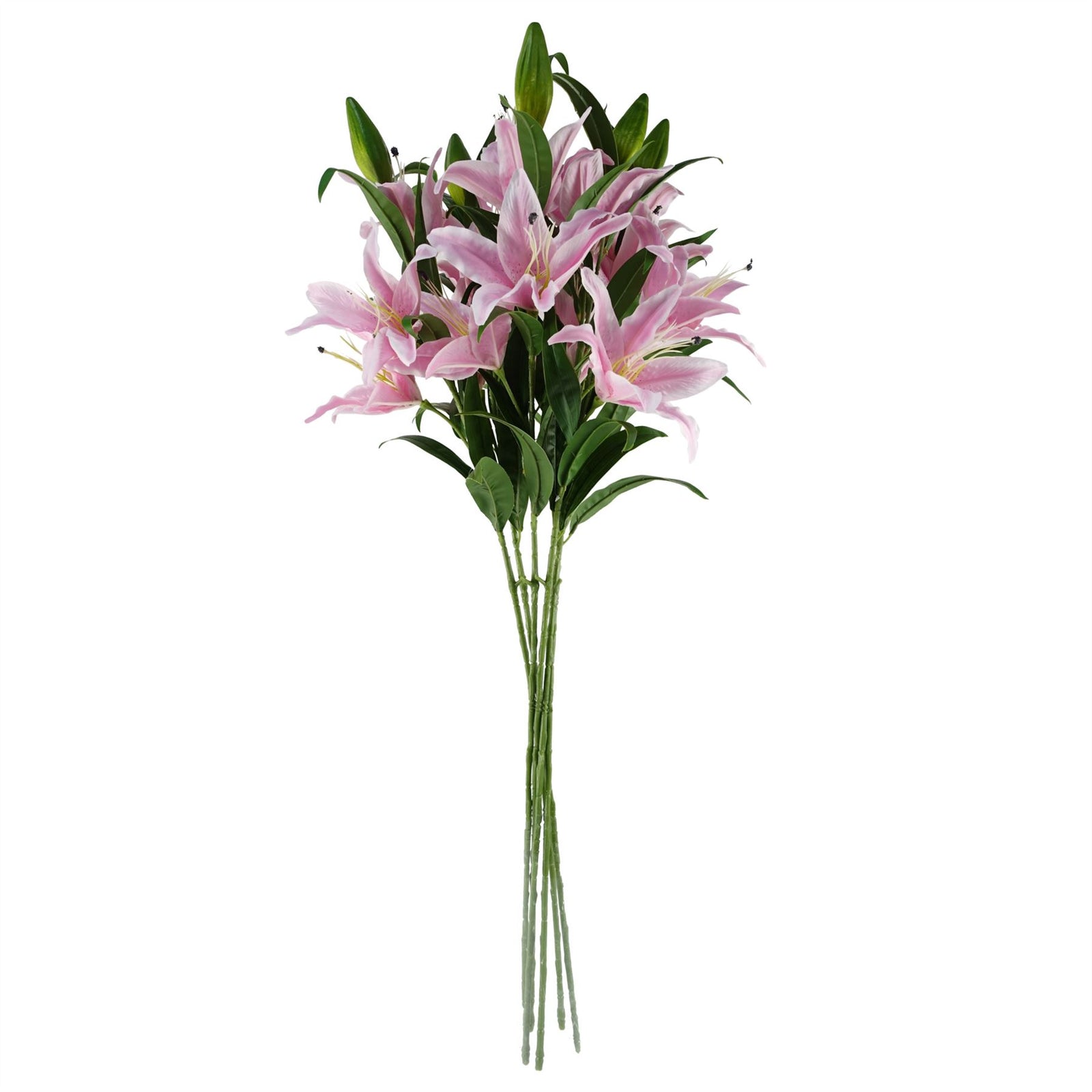 Pack Of 6 X 100cm Large Pink Lily Stem - 18 Flowers