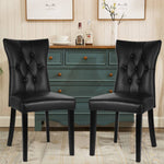 Set Of 2 Leather High Backrest Dining Chairs