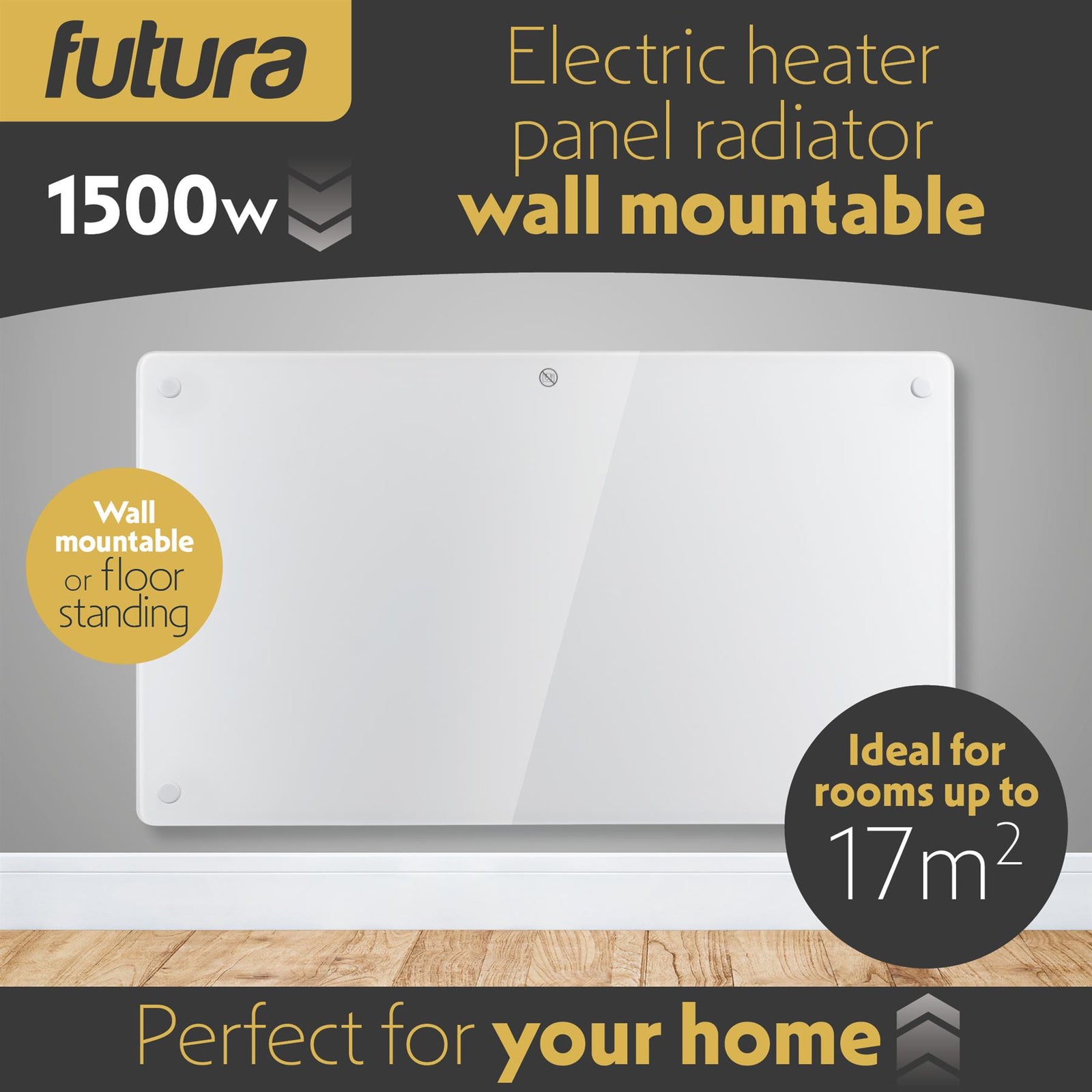 Electric Wifi Glass Radiator Panel Heater White Wall Mounted Or Floor Standing Bathroom Safe Timer And Thermostat | 1500w | White
