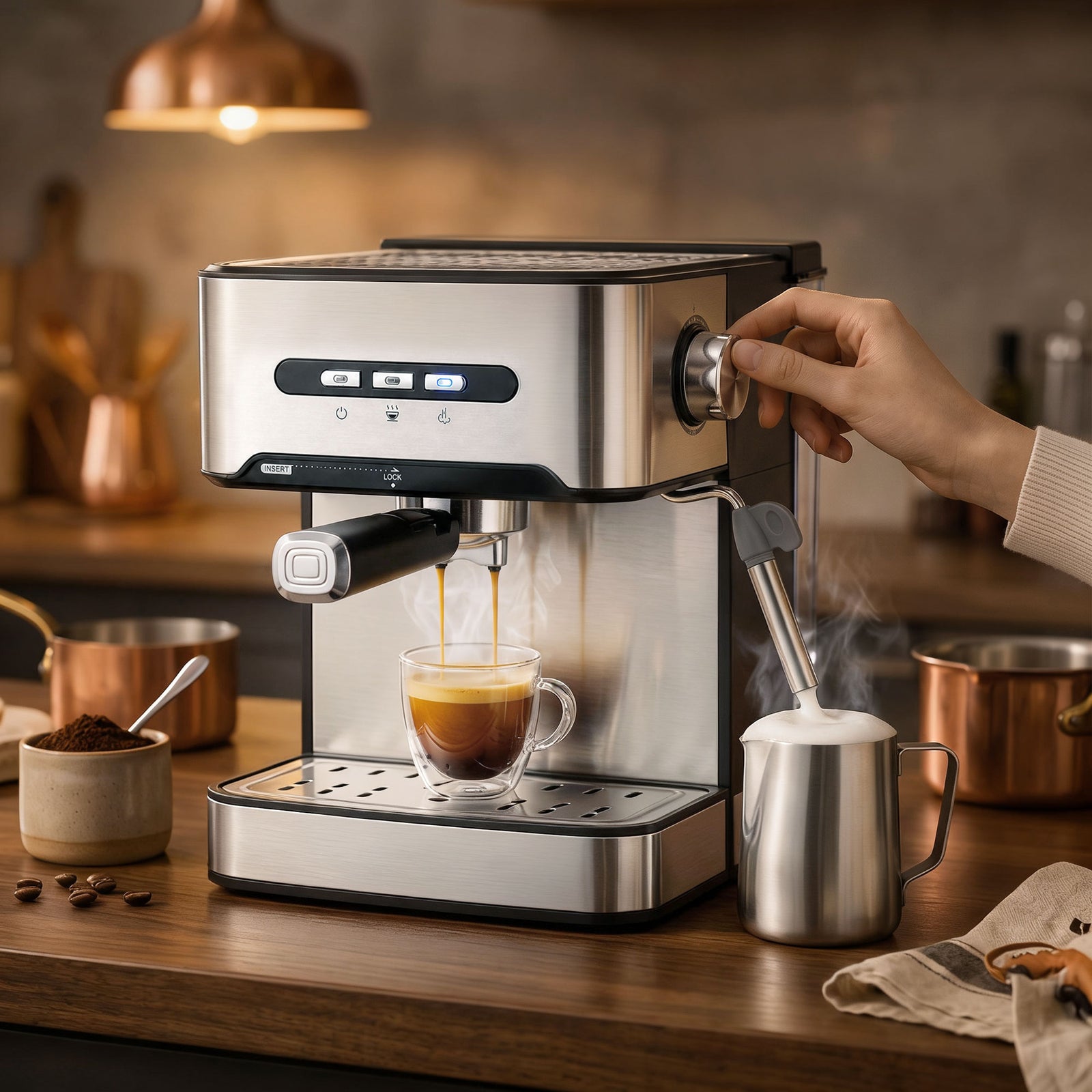 HOMCOM Espresso Machine, 20-bar, Semi Automatic, Black