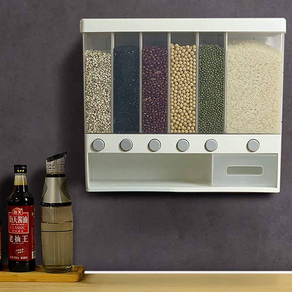 Wall Mounted Cereal Dispenser Kitchen Storage With Measuring Cup