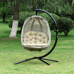 Folding Textelin Swing Hammock Egg With Side Pocket, Cushion | Khaki