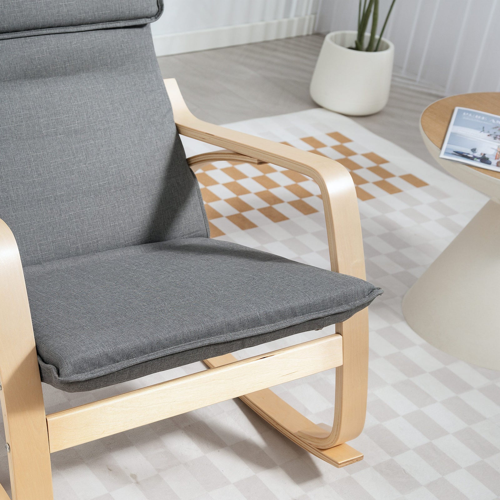 Comfortable Relax Rocking Chair With High Back | Grey