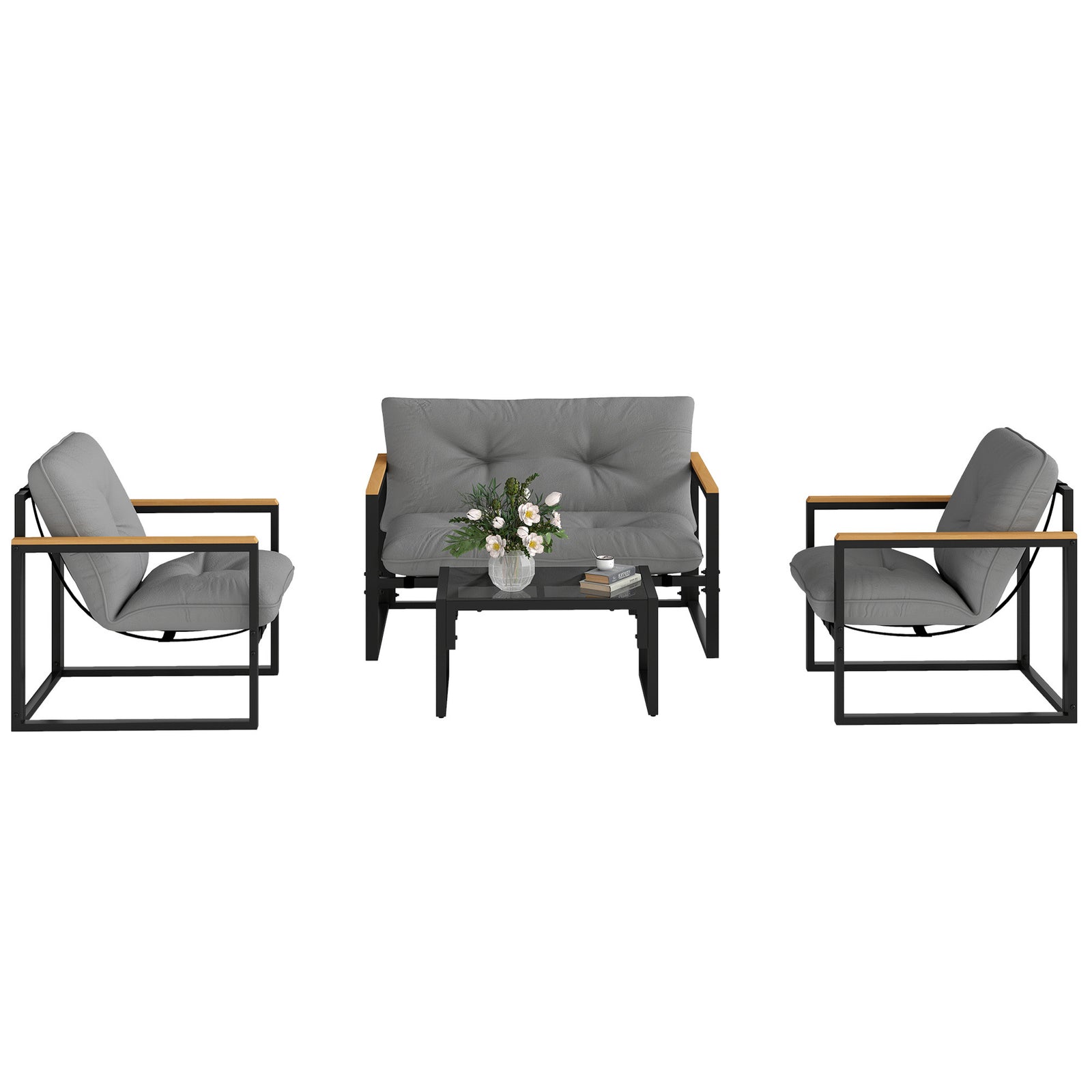 4pcs Outdoor Garden Furniture Set | Light Grey