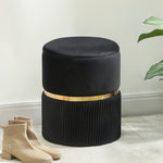 Round Pouffe Storage Footstool With Hidden Space | Black
