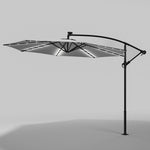 3 M Banana Patio Umbrella Cantilever Garden Parasol With Solar-powered 32 Led Lights, Crank For Opening Closing Without Base | One Size | Light Grey
