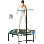 45" Fitness Trampoline With Adjustable Handle, Led Lights | Blue