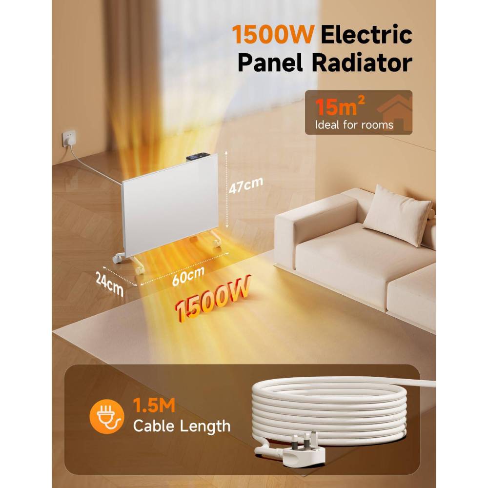 1000w/1500w/2000w Convection Heater With Wifi App & Voice Control, 3 Modes, Smart Thermostat, 24h/7d Timer, Child Lock, Wall Mounted Or Freestanding | Medium