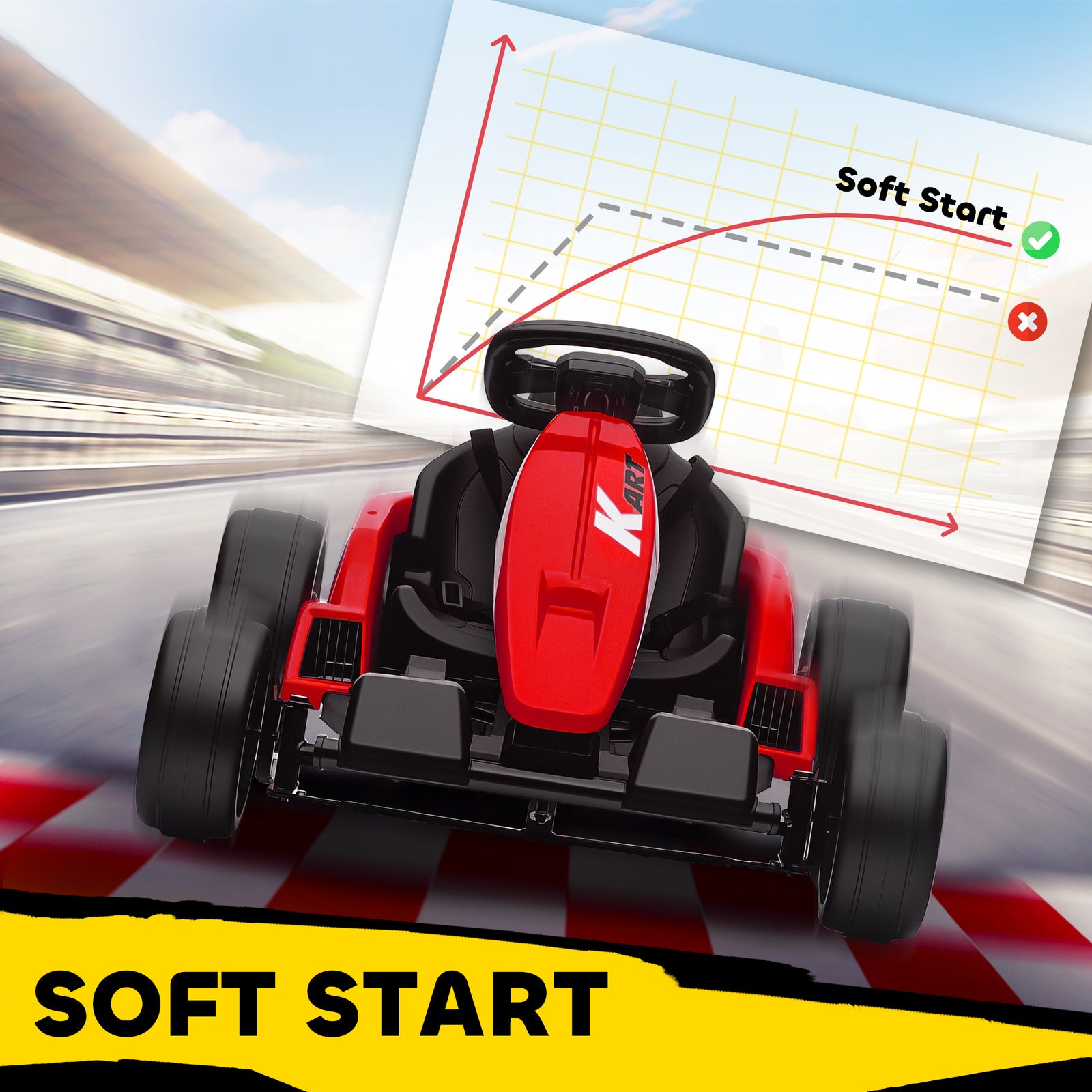 24v Electric Go Kart With Drift Mode, Adjustable Seat | Red