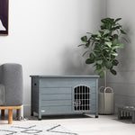 Wooden Dog House, Dog Kennel W/ Removable Bottom, Dark Grey