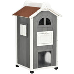 Wooden Cat House Condos Cat Cave 2 Floor Pet Shelter Outdoor Furniture