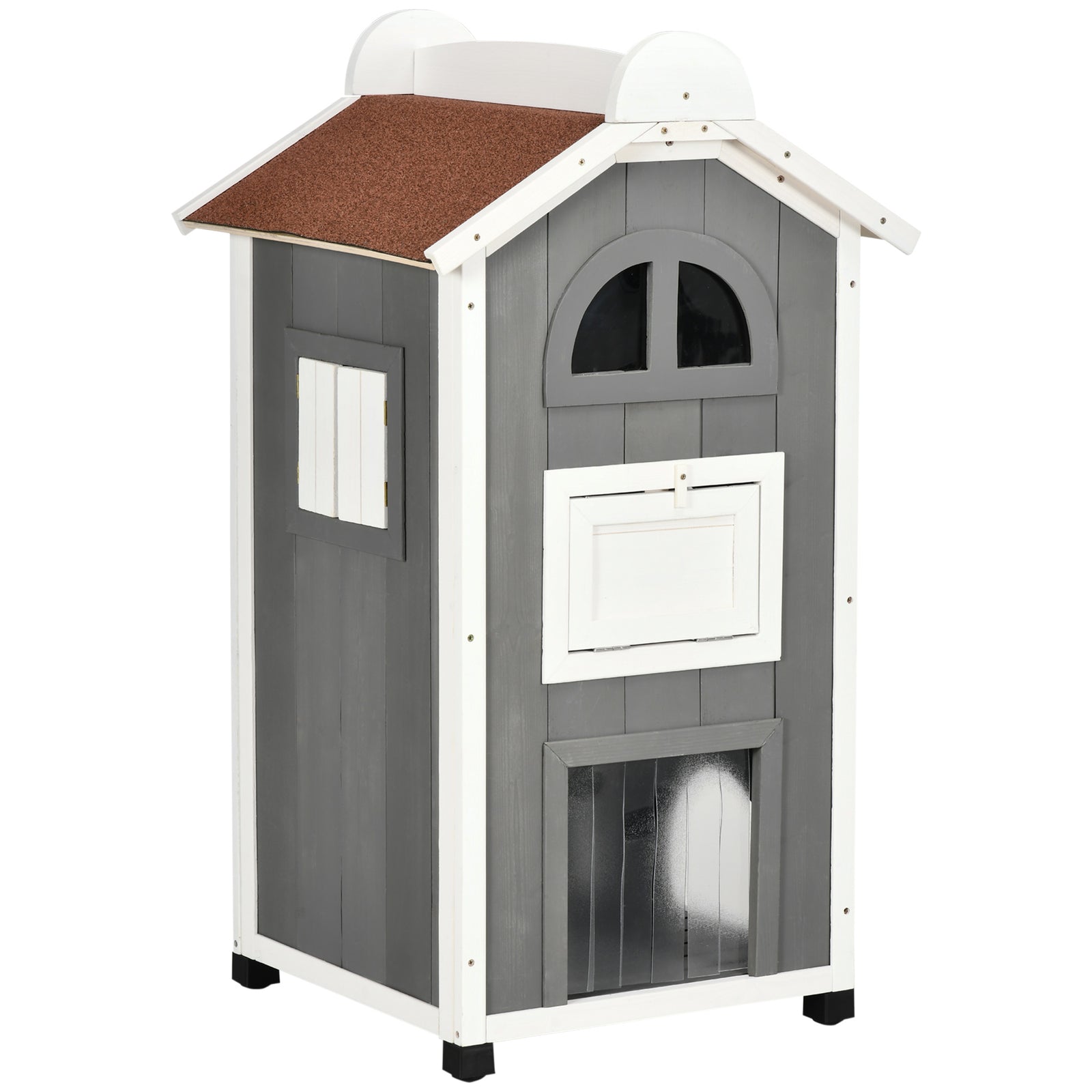 Wooden Cat House Condos Cat Cave 2 Floor Pet Shelter Outdoor Furniture
