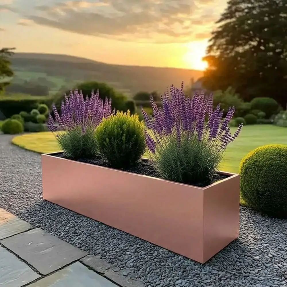 Zinc Galvanised Trough Planter | 100cm x 40cm x 40cm | Rose Gold