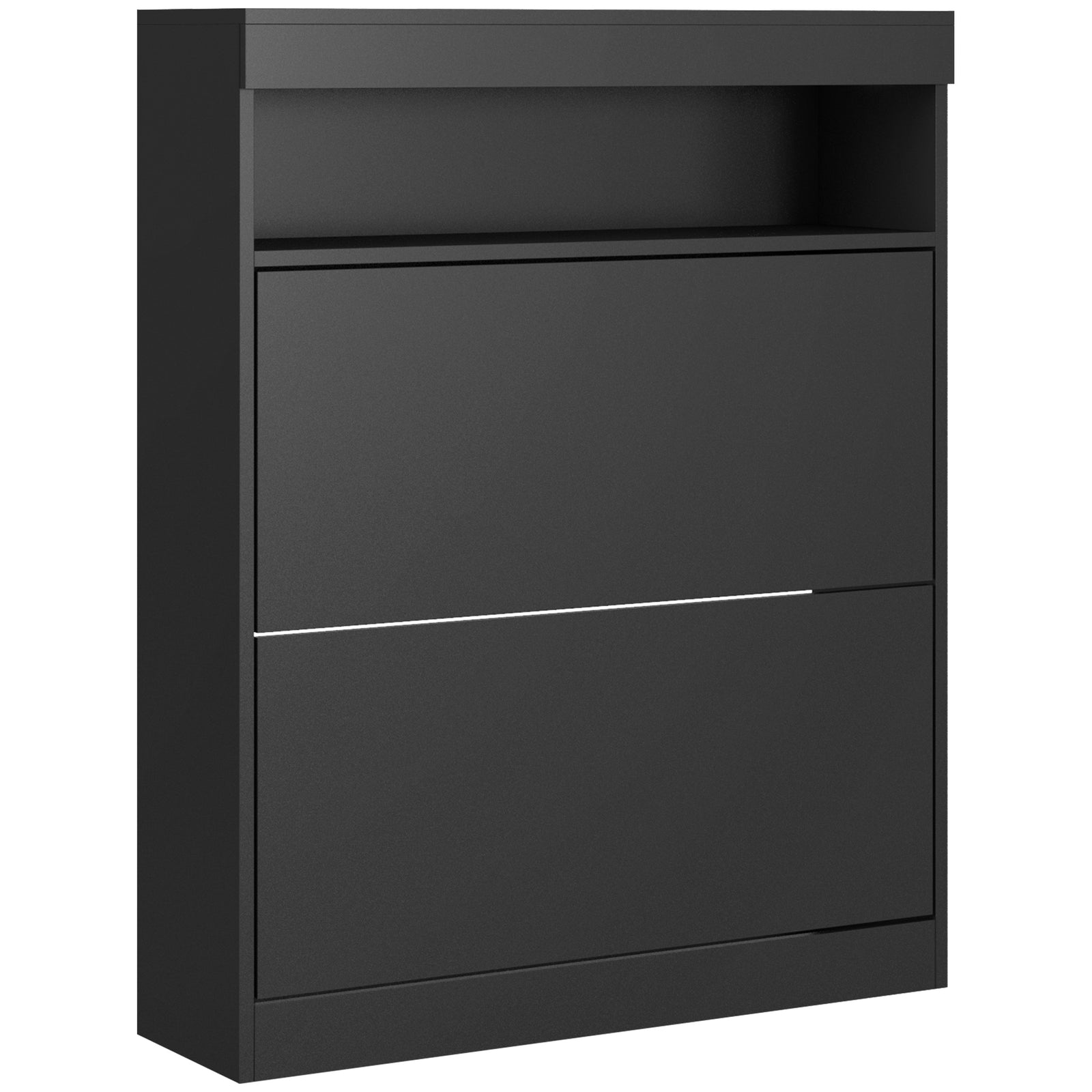 Wall Mounted Freestanding Shoe Cabinet With 2 Flip Drawers | One Size | Black
