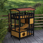 Outdoor Cat House W/ Suspension Bridge, Houses, Balcony