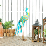 Peacock Garden Statue, Metal Garden Gift W/ Stakes-colour