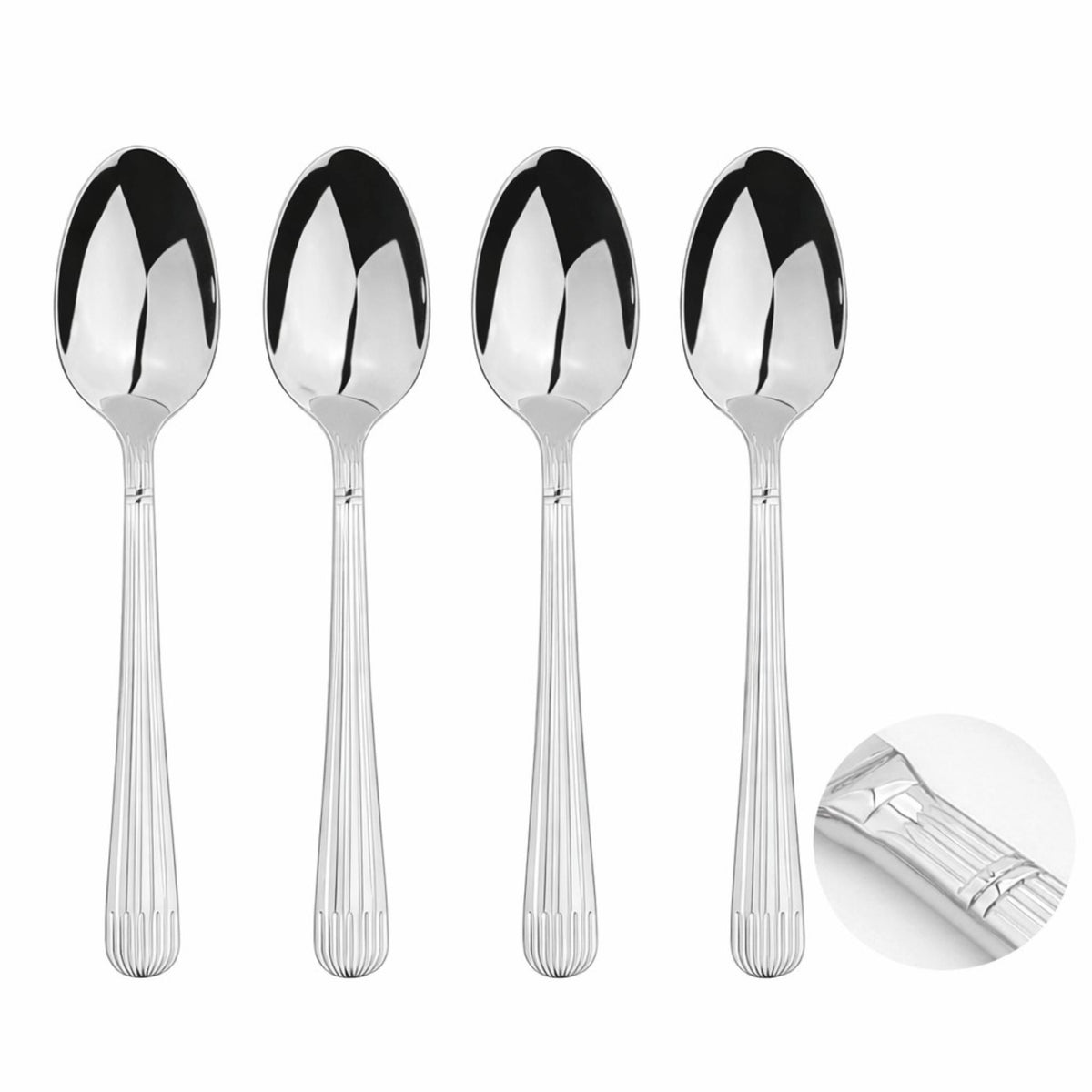 Cutlery Sets Stainless Steel 18/8 Spoons Forks Catering Papyrus | Set of 12 | Silver