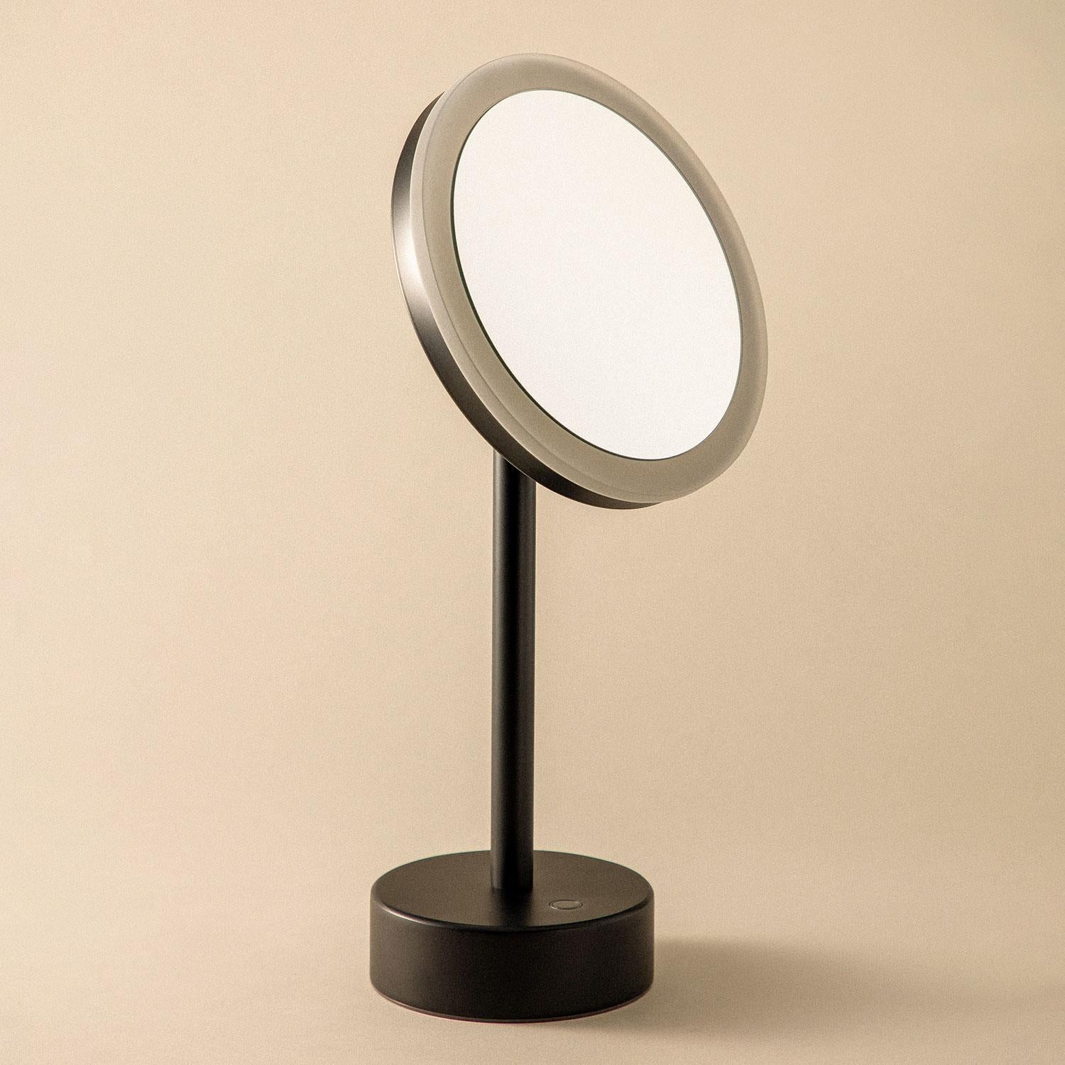 Magnifying Mirror X5 Led Light Matt Black Usb Port Architect Collection