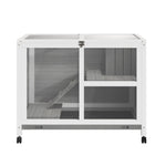 Wood Rabbit Hutch Bunny Cage Pet House Indoor W/ Tray Ramp | Gray