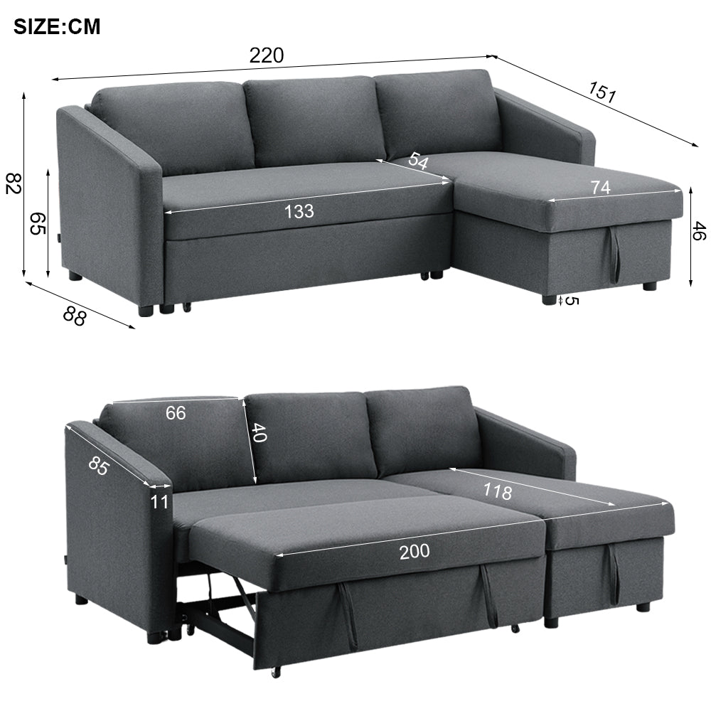 Corner Sofa Bed 3 Seater Sofa With Storage