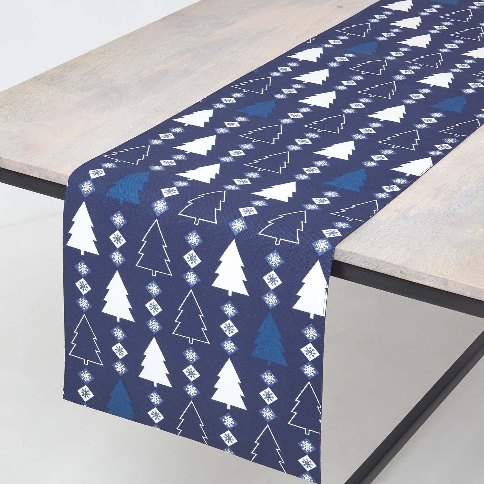 Blue Winterland Christmas Table Runner | 35cm x 250cm | Blue