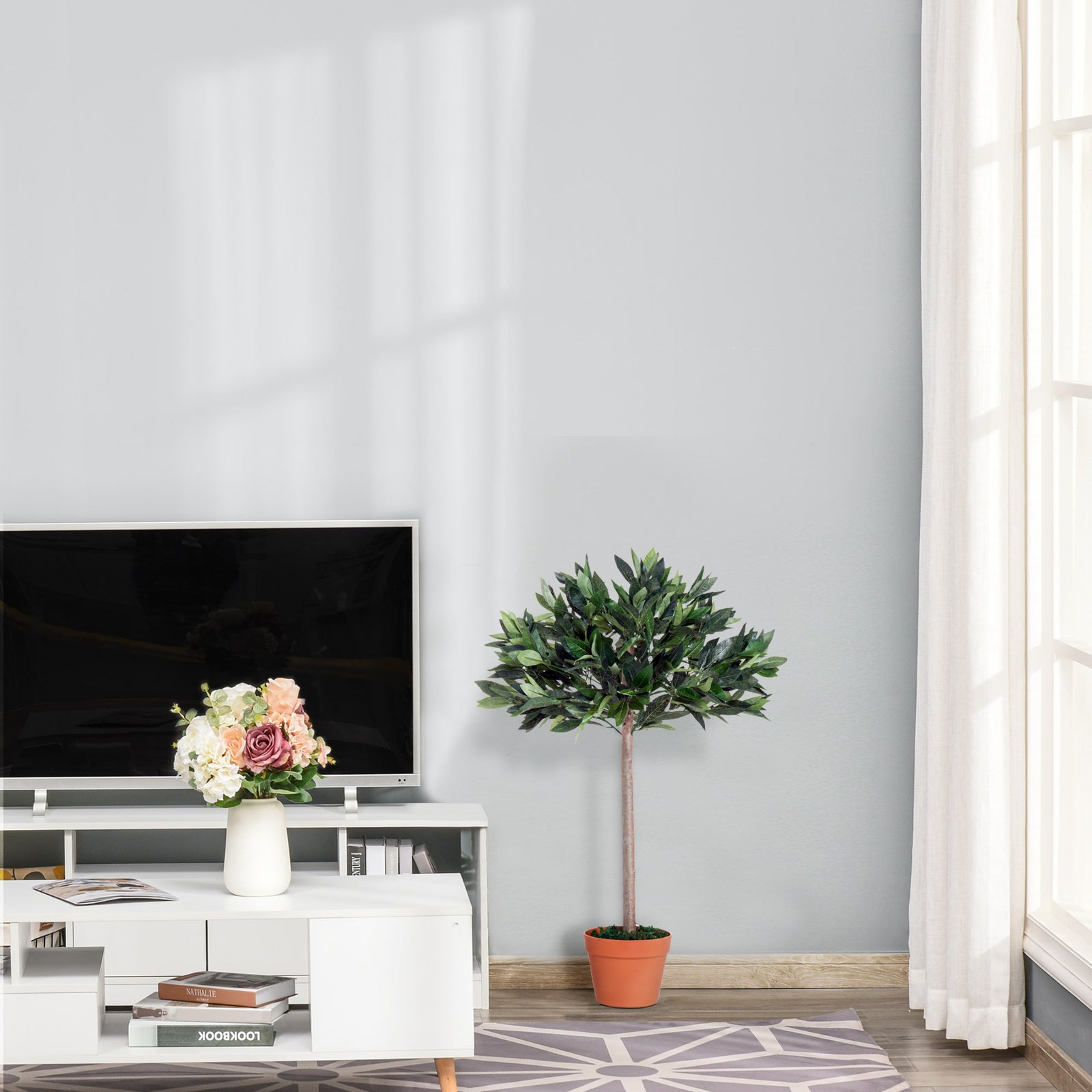 90cm Artificial Olive Tree Plant In An Orange Pot
