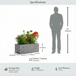 Zinc Galvanised Trough Planter | 100cm x 40cm x 40cm | Silver Black