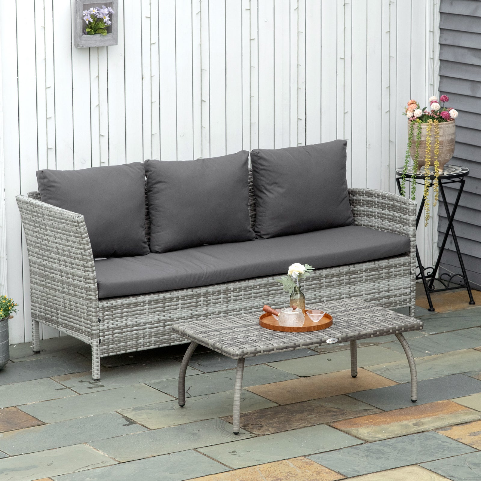 Patio Rattan Coffee Table Outdoor Side Table Furniture
